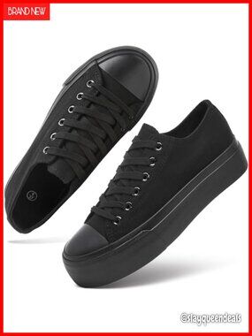 Platform Canvas Sneakers Lace-Up Tennis Shoes